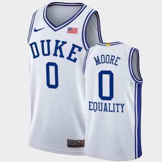 Men Duke Blue Devils Wendell Moore Equality College Basketball White Blm Social Justice Jersey